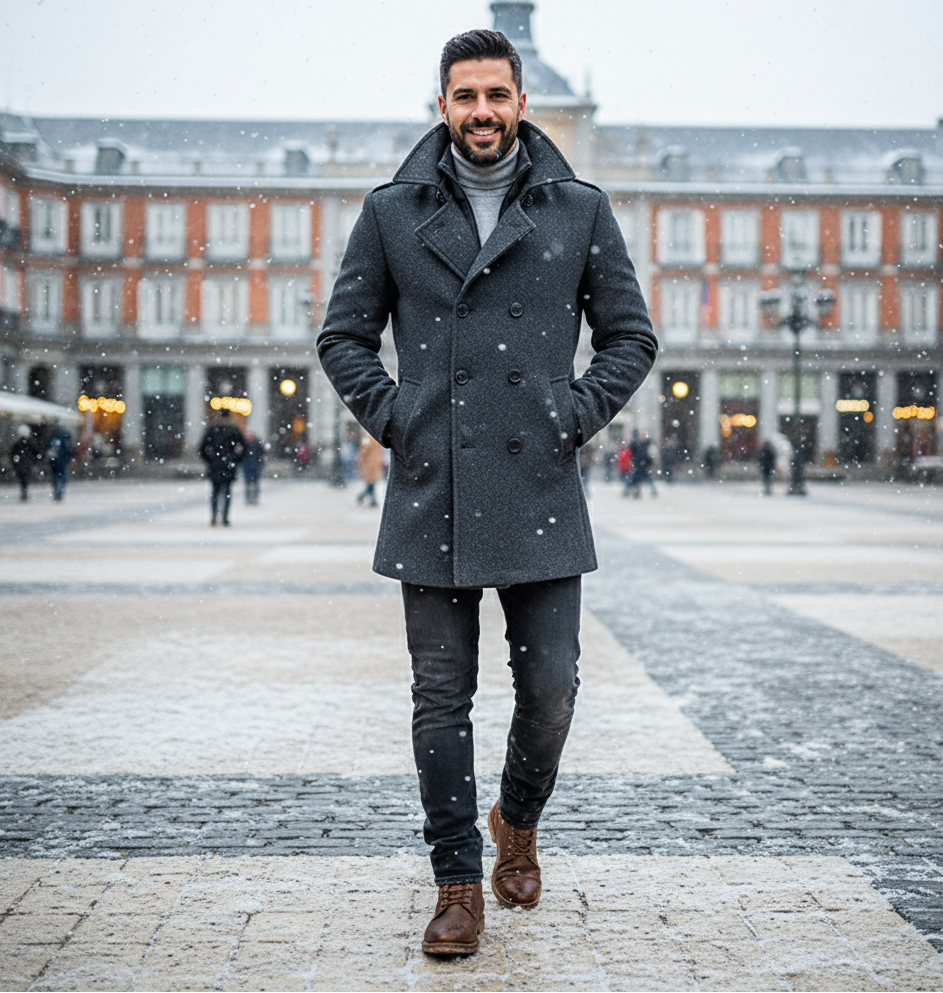 Men's Woolen Coat Fashion Double Collar Cold-resistant 