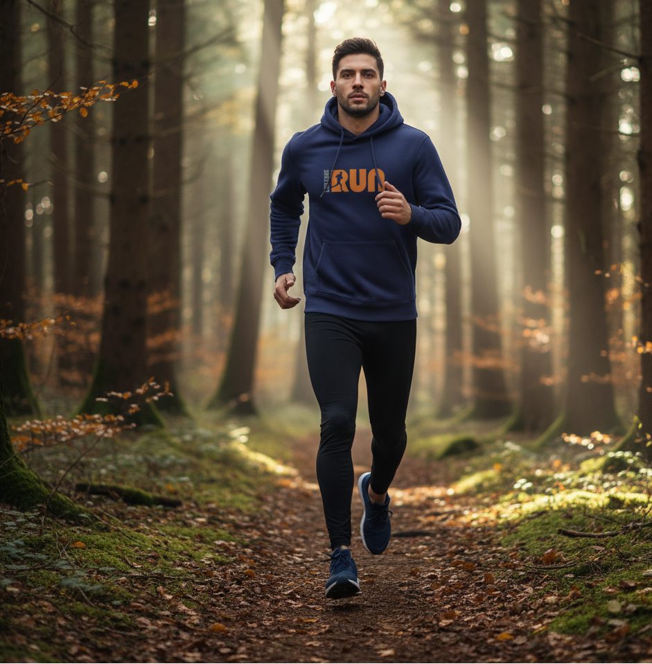 Street Fashion Print Losvallende Hoodie Heren Blauw