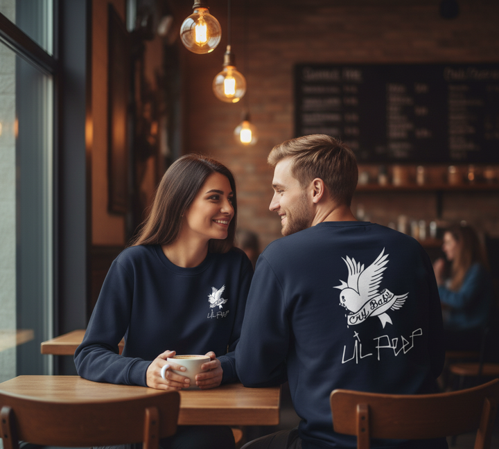 Unisex sweater met ronde hals loose blauw