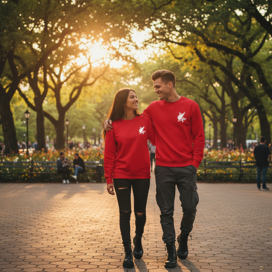 Unisex sweater met ronde hals loose rood