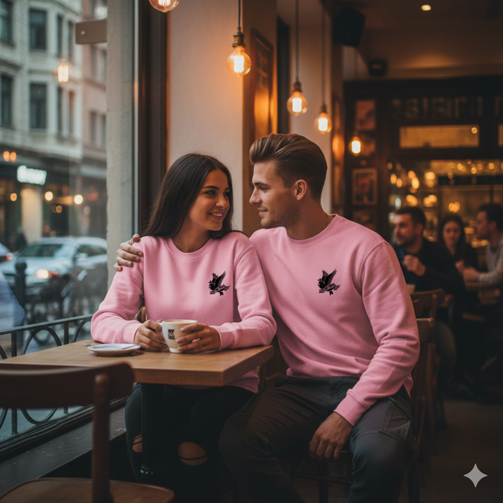 Unisex sweater met ronde hals loose roze