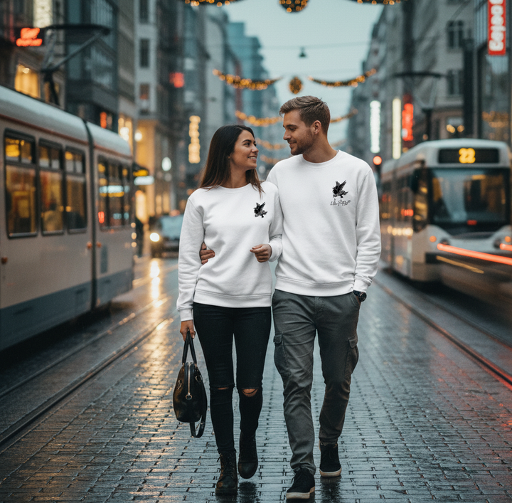 Unisex sweater met ronde hals loose wit