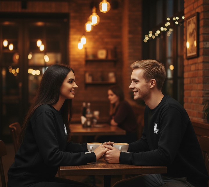 Unisex sweater met ronde hals loose zwart