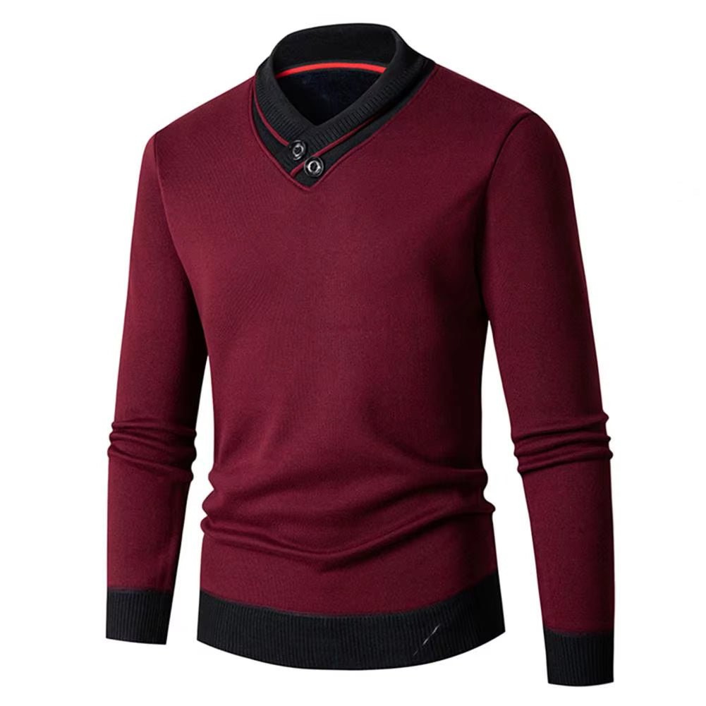 Autumn Winter Men Sweater V Neck Knitted Thick Elastic Warm Sweater Long Sleeves Pullover Slim Fit Men Thermal Underwear
