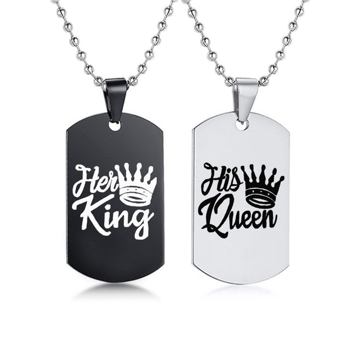 Her King • His Queen Dog Tag Ketting (Set van 2)