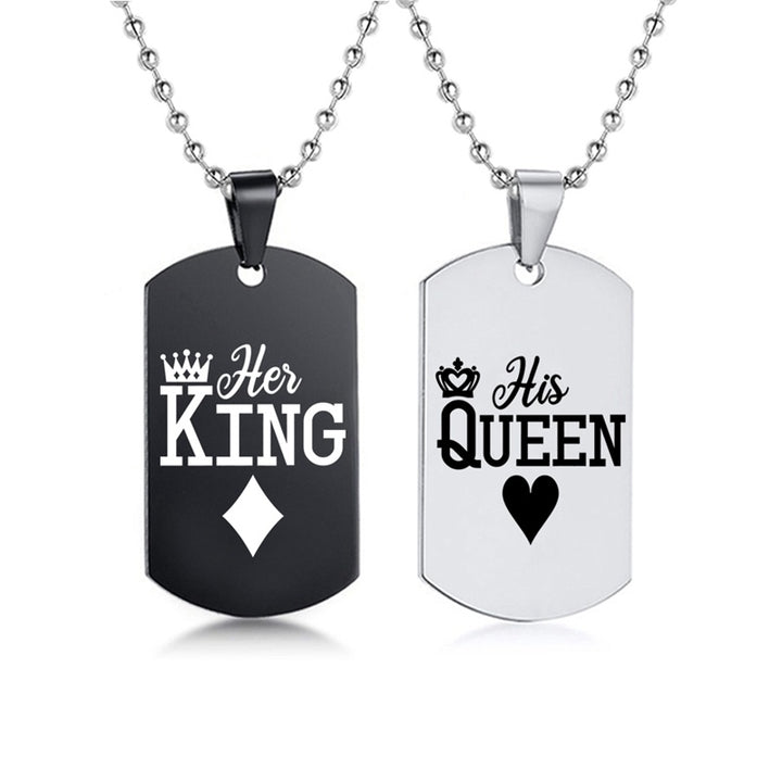 Her King • His Queen Dog Tag Ketting (Set van 2)