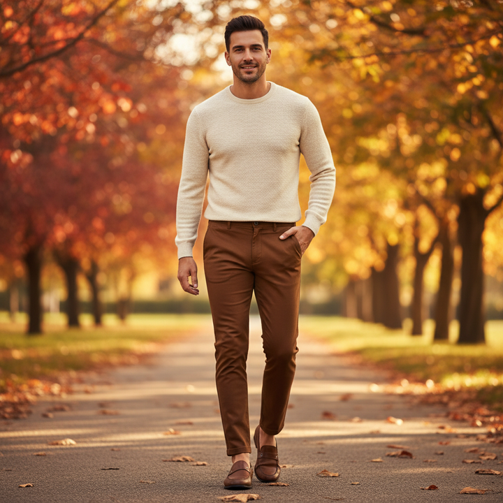 Brown pants autumn park