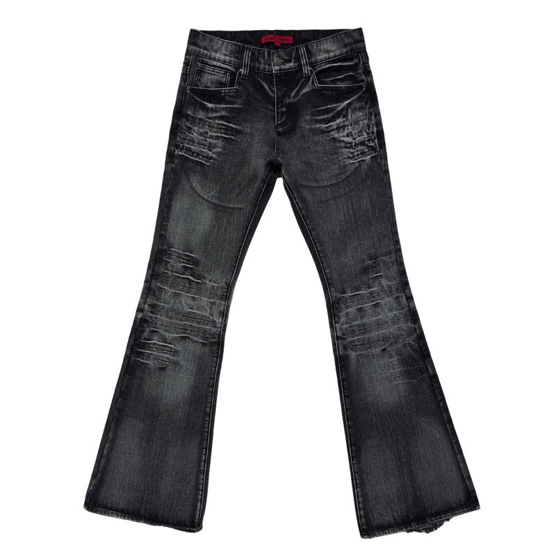 Heren jeans met lichte flare, relaxed been en vintage wash