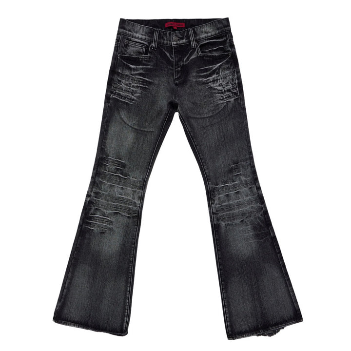 Heren jeans met lichte flare, relaxed been en vintage wash