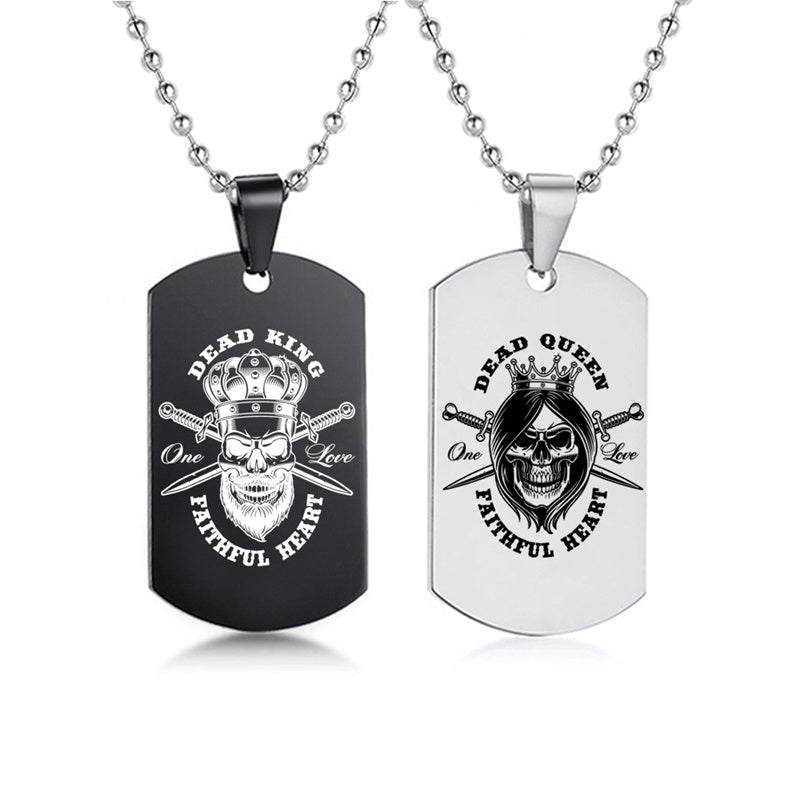 Her King • His Queen Dog Tag Ketting (Set van 2)