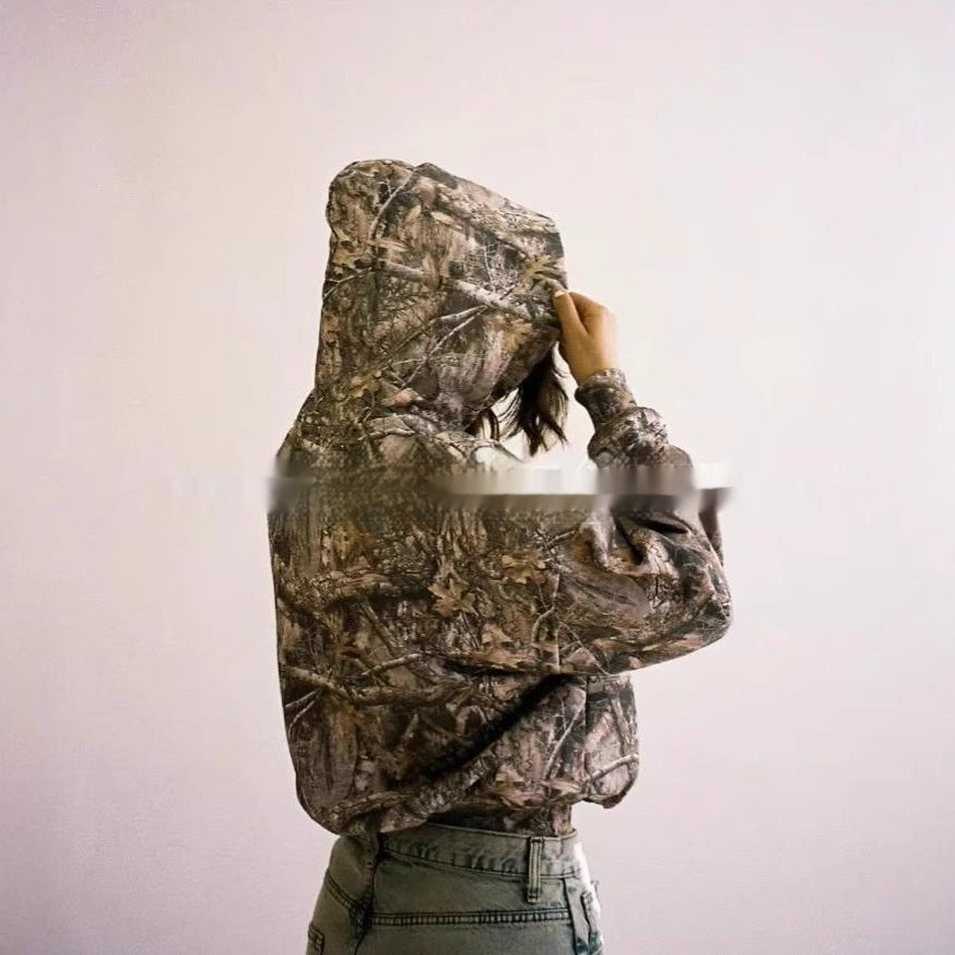 Dames hoodie met camouflage print lange mouw