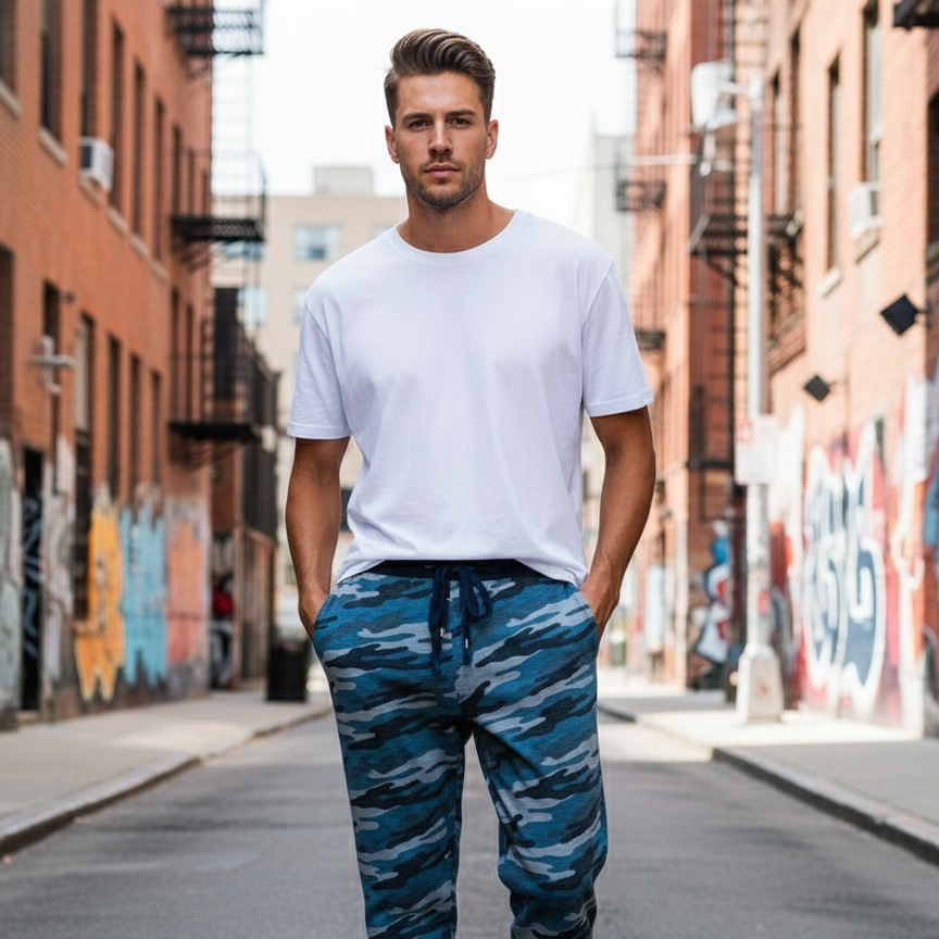 Fashionable Leopard Print Irregular Pattern Casual Pants - Premium Menswear