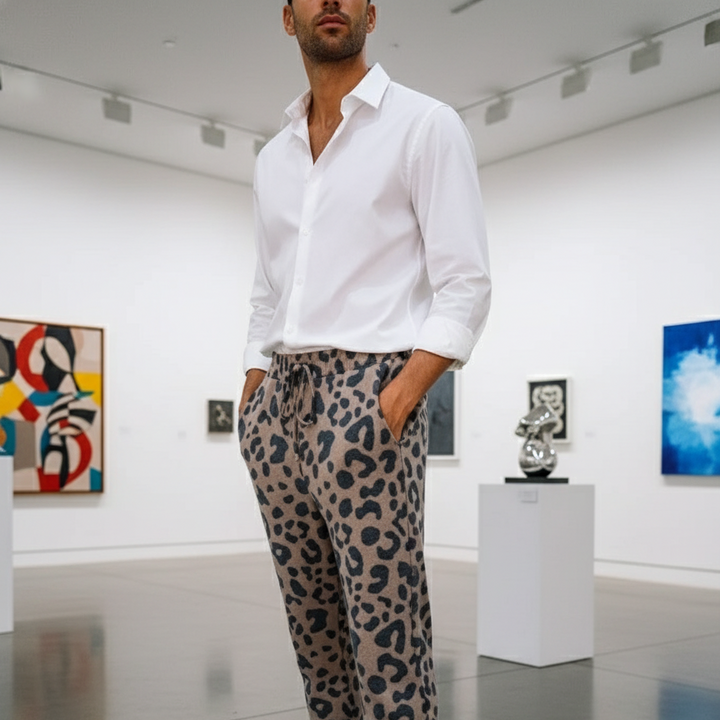 Fashionable Leopard Print Irregular Pattern Casual Pants - Premium Menswear