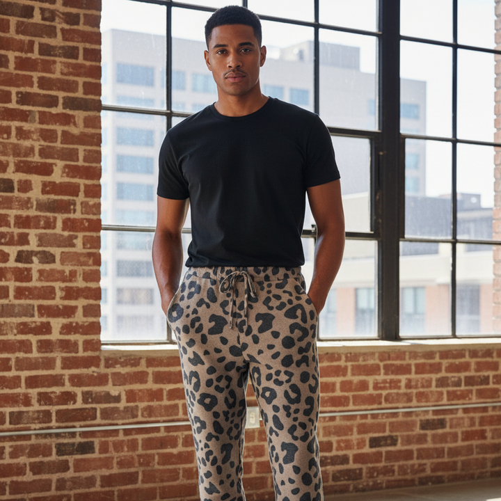 Fashionable Leopard Print Irregular Pattern Casual Pants - Premium Menswear