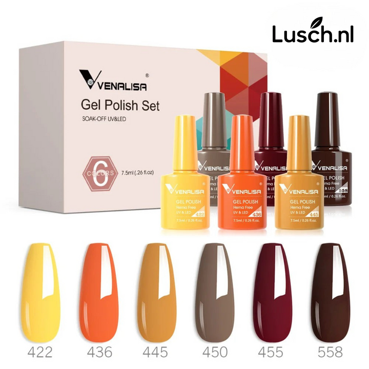 Nail Gel Polish Autumn Color TPO FREE Fall Season Gel Nail Polish Kit Soak off UV LED Semi Permanent Nail Gel 6Pcs/Kit